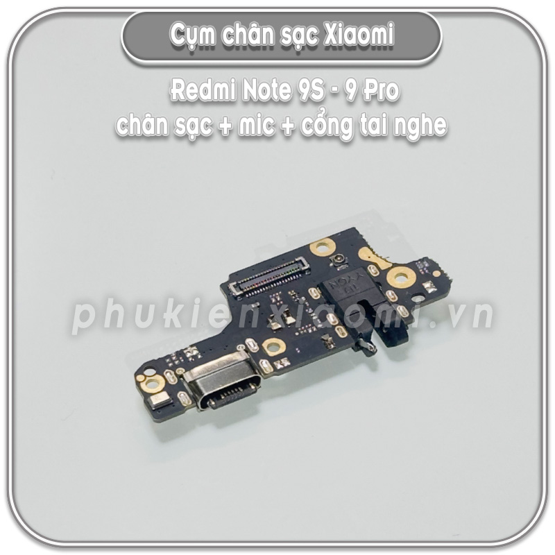 Cụm chân sạc + Mic + Cổng tai nghe Redmi Note 9S zin