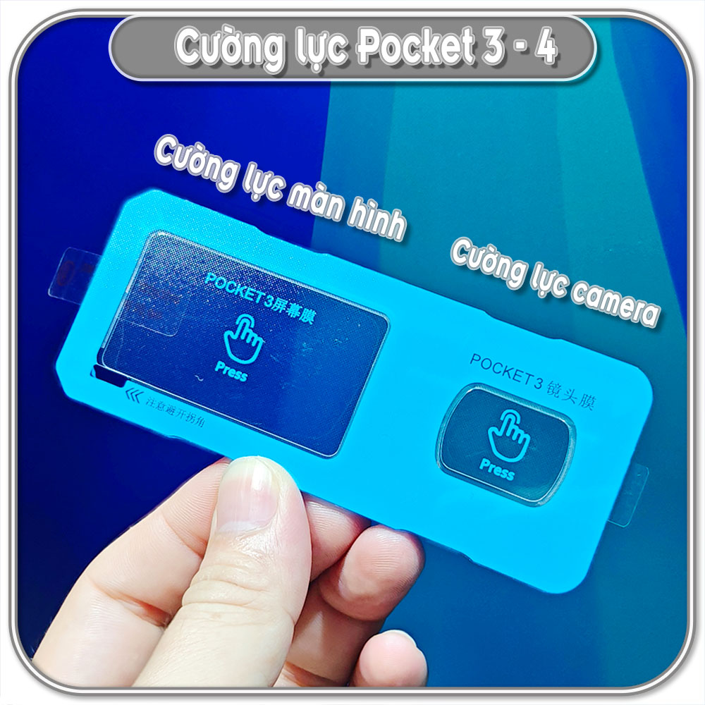 Cường lực màn hình, camera cho Pocket 3 - 4, có khung hỗ trợ dán