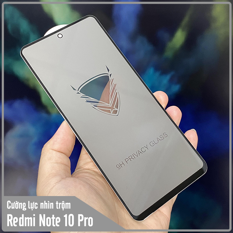 Kính cường lực cho Xiaomi Redmi Note 10 Pro chống nhìn trộm - full viền đen