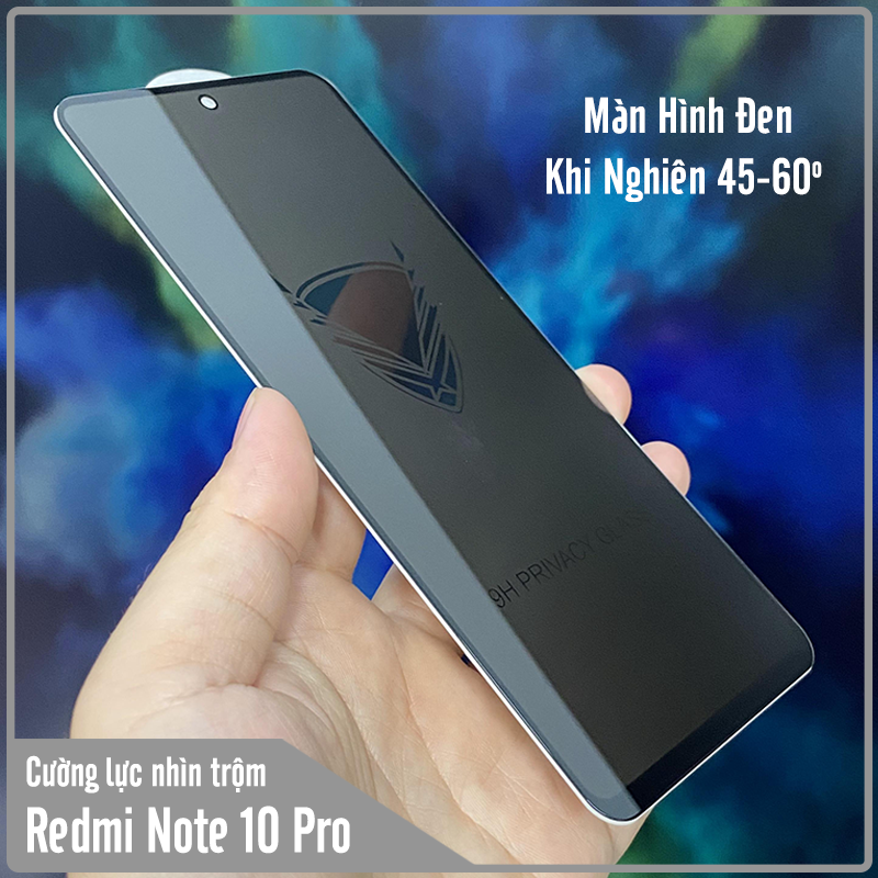 Kính cường lực cho Xiaomi Redmi Note 10 Pro chống nhìn trộm - full viền đen