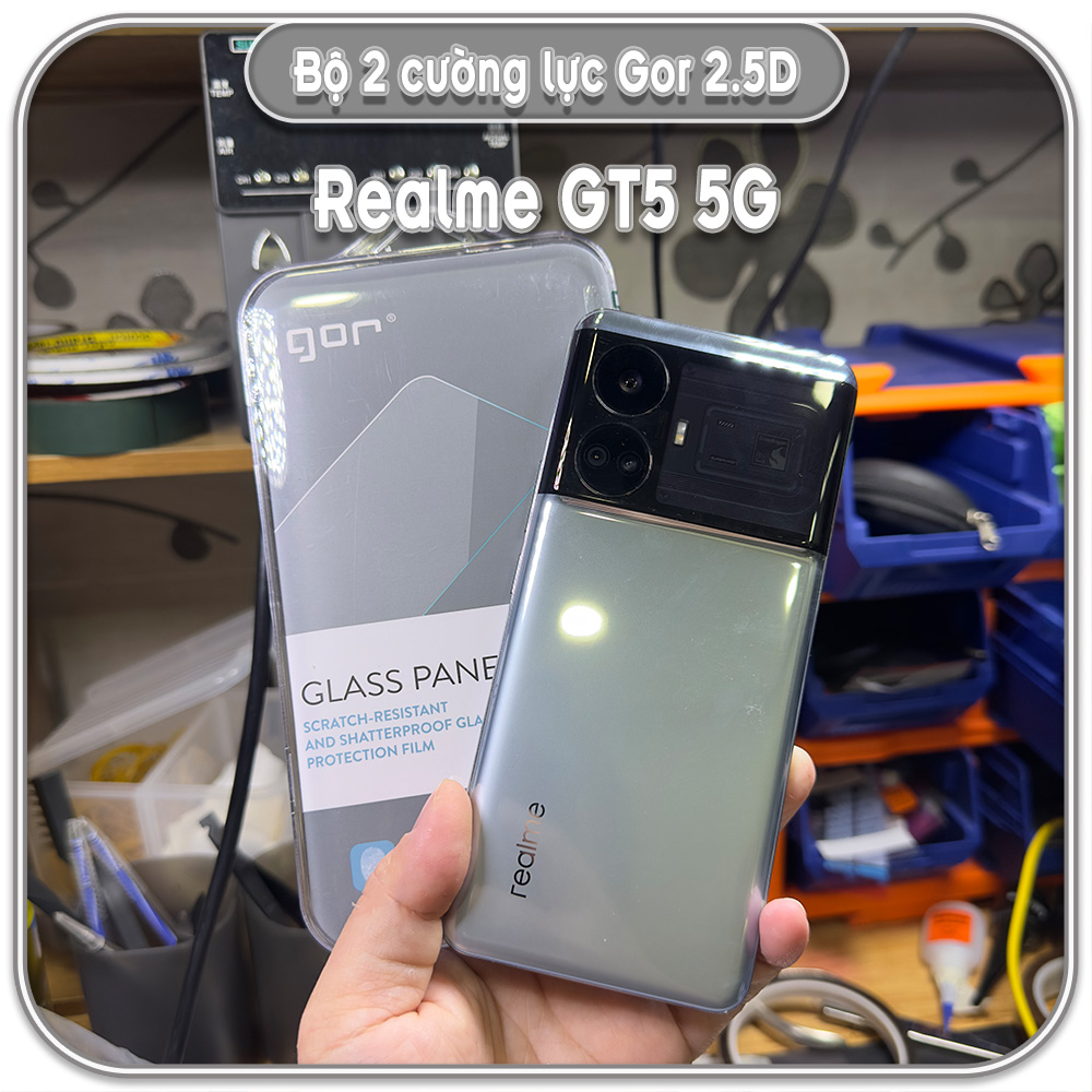 Cường lực Realme GT5 5G, GOR trong 2.5D bộ 2 miếng