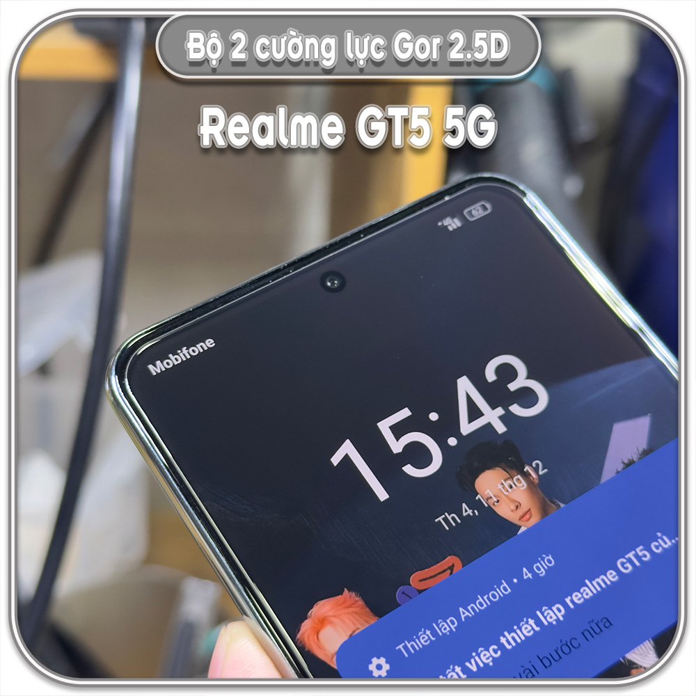 Cường lực Realme GT5 5G, GOR trong 2.5D bộ 2 miếng