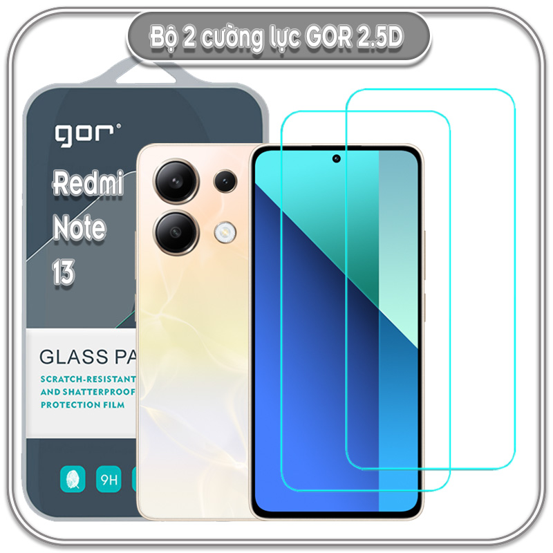 Bộ 2 cường lực Gor trong 2.5D cho Redmi Note 13 4G - 5G