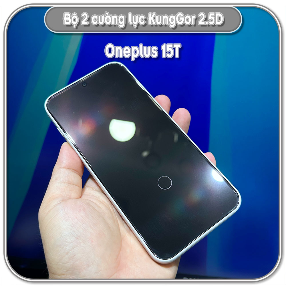 Cường lực KungGor cho Oneplus 15T, trong không viền đen bộ 2 miếng