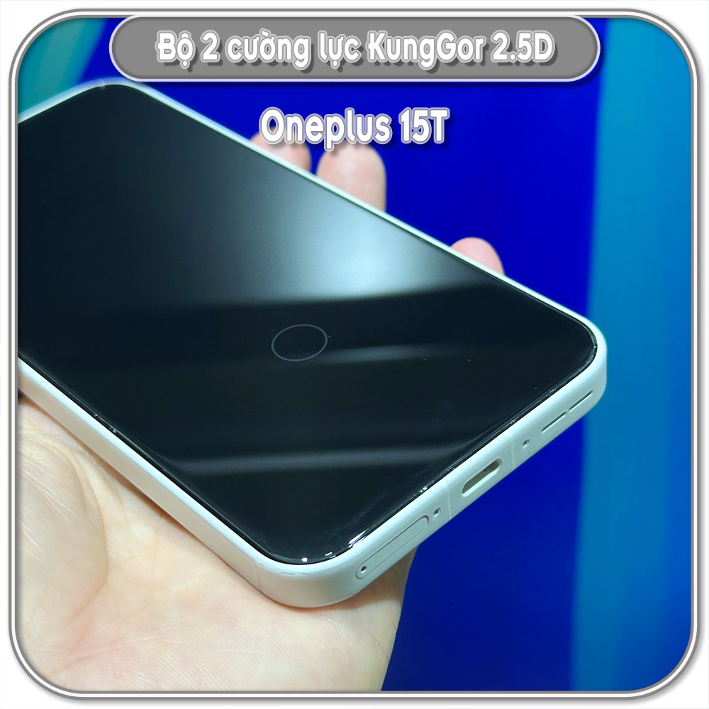 Cường lực KungGor cho Oneplus 15T, trong không viền đen bộ 2 miếng