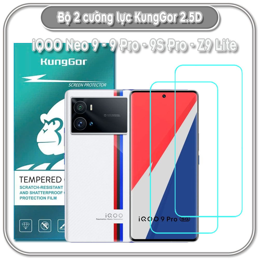 Bộ 2 Cường lực KungGor cho iQOO Neo 9 - 9 Pro - 9S Pro - Z9 Lite