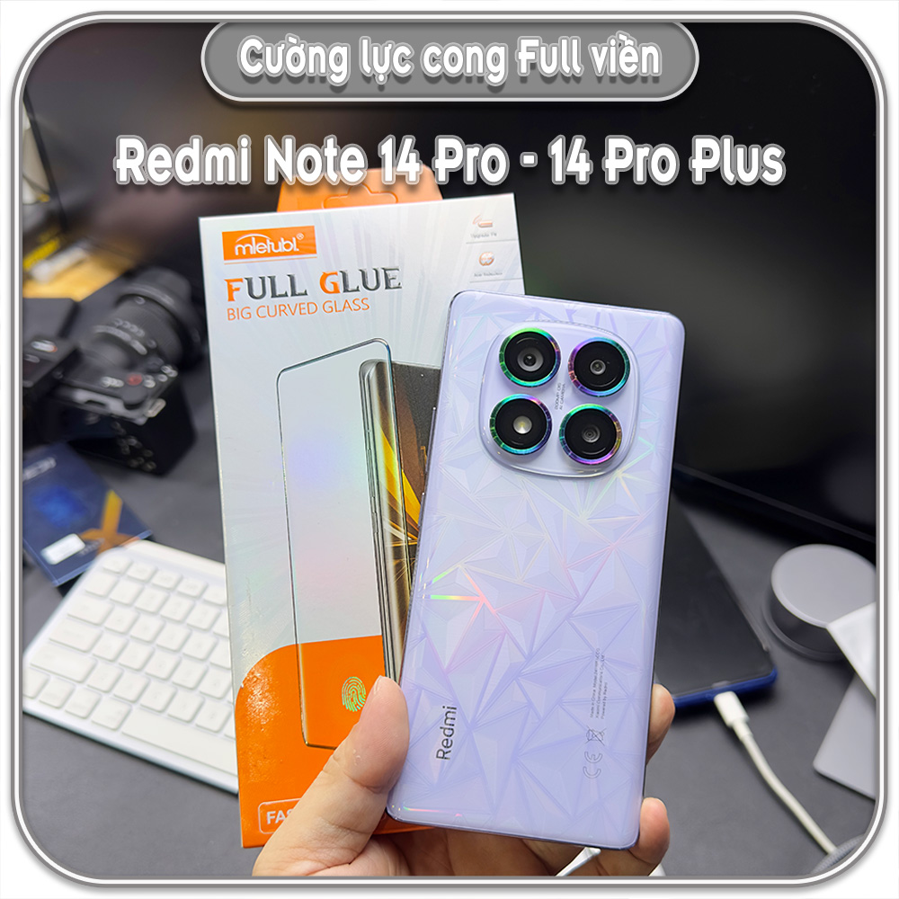 Cường lực Redmi Note 14 Pro - 14 Pro Plus, full viền đen MIETUBL