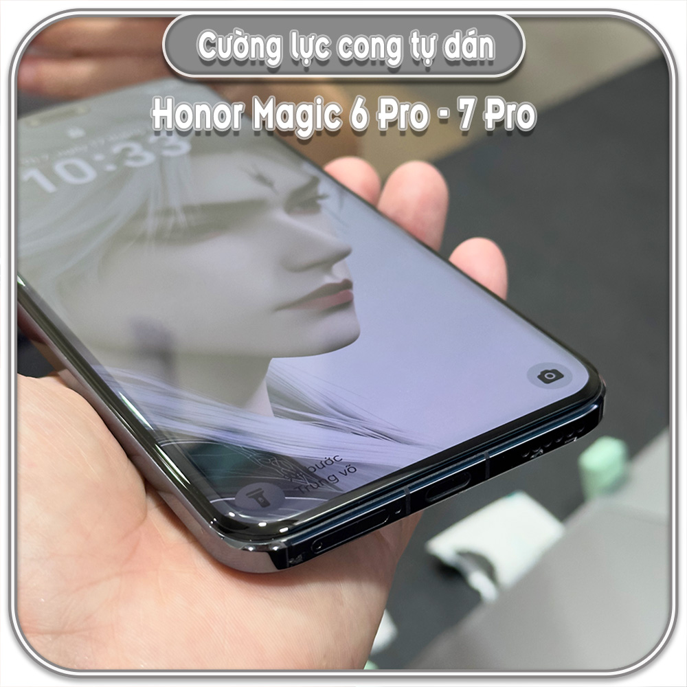 Cường lực cho Honor Magic 6 Pro - Magic 7 Pro, màn hình cong kèm khung tự dán