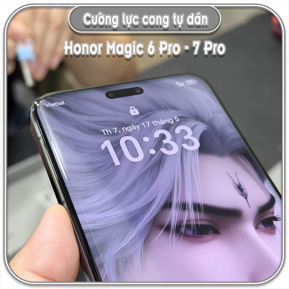 Cường lực cho Honor Magic 6 Pro - Magic 7 Pro, màn hình cong kèm khung tự dán