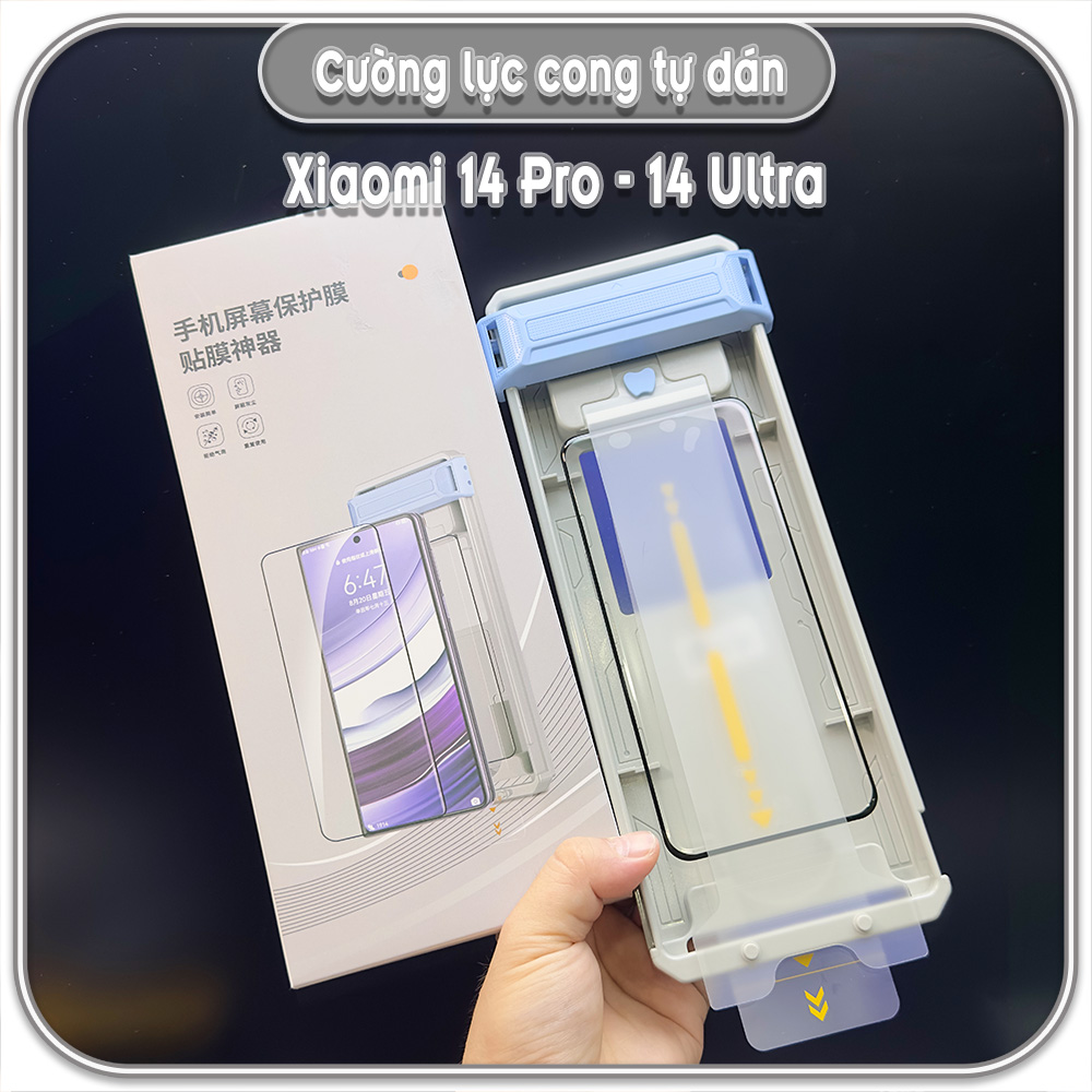 Cường lực cho Xiaomi 14 Pro - 14 Ultra, màn hình cong kèm khung tự dán