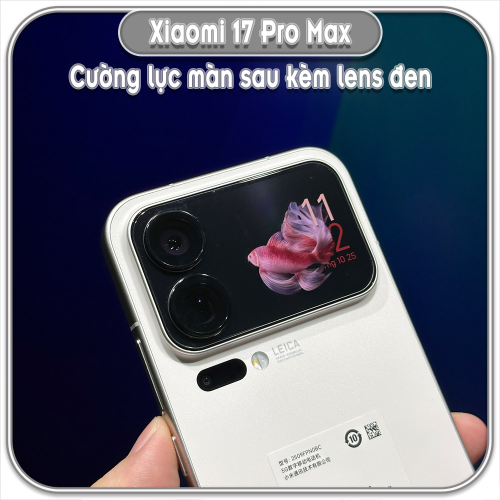 Cường lực màn sau liền lens camera đen cho Xiaomi 17 Pro - 17 Promax