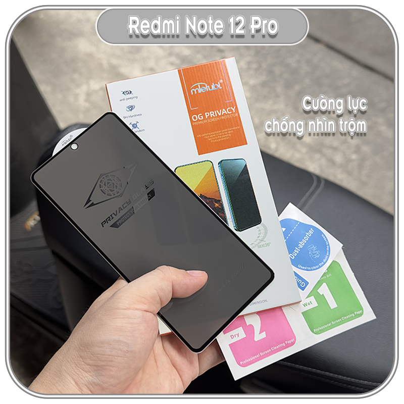 Cường lực chống nhìn trộm cho Redmi Note 12 Pro full viền đen