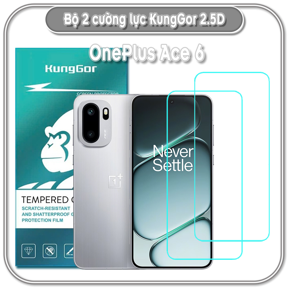 Dán Cường lực KungGor cho OnePlus Ace 6, bộ 2 miếng trong suốt