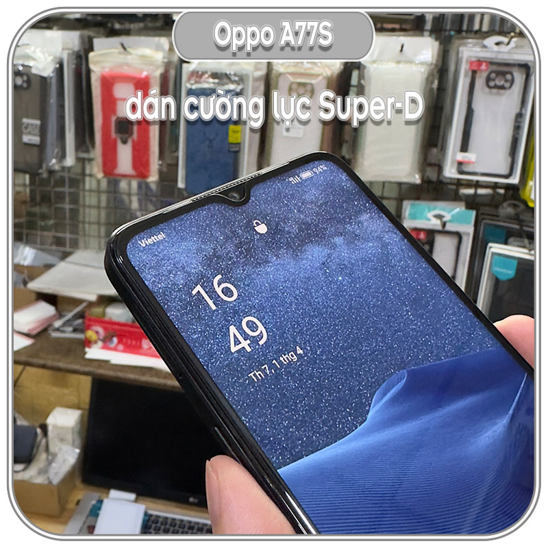 Cường lực Super-D cho Oppo A77S - Full viền Đen MIETUBL