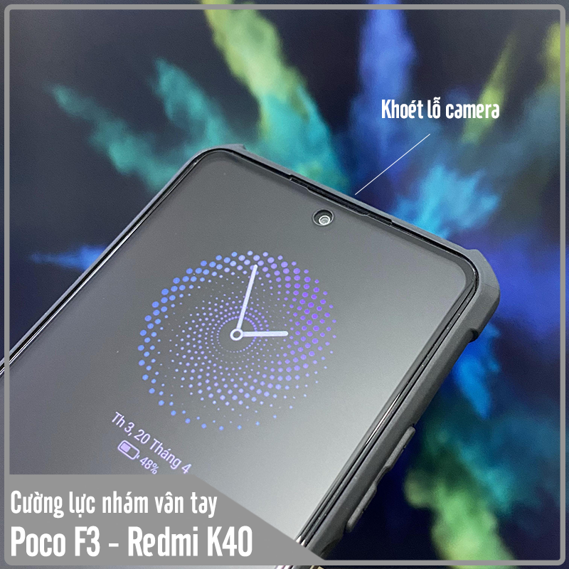 Kính cường lực cho Xiaomi Poco F3 - Redmi K40 nhám hạn chế vân tay Full viền Đen