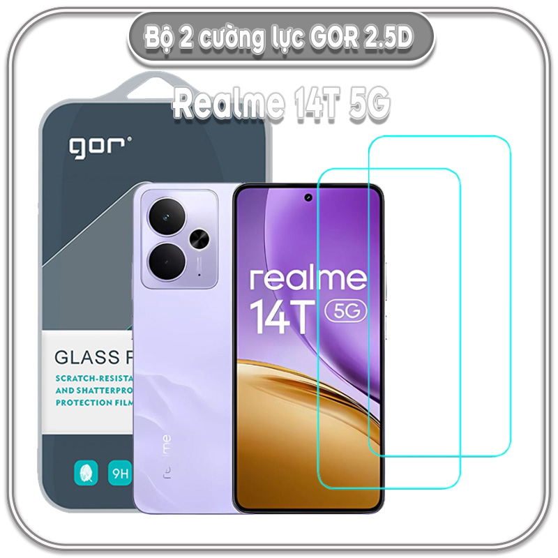 Cường lực Realme 14 5G, GOR trong 2.5D bộ 2 miếng