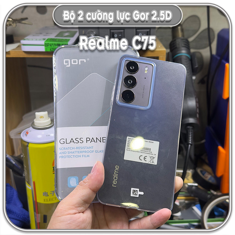 Cường lực Realme C75, GOR trong 2.5D bộ 2 miếng