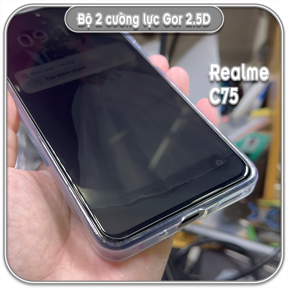 Cường lực Realme C75, GOR trong 2.5D bộ 2 miếng