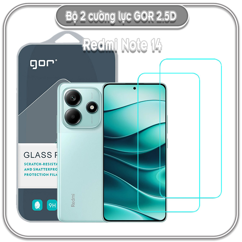 Cường lực Redmi Note 14, GOR trong 2.5D bộ 2 miếng