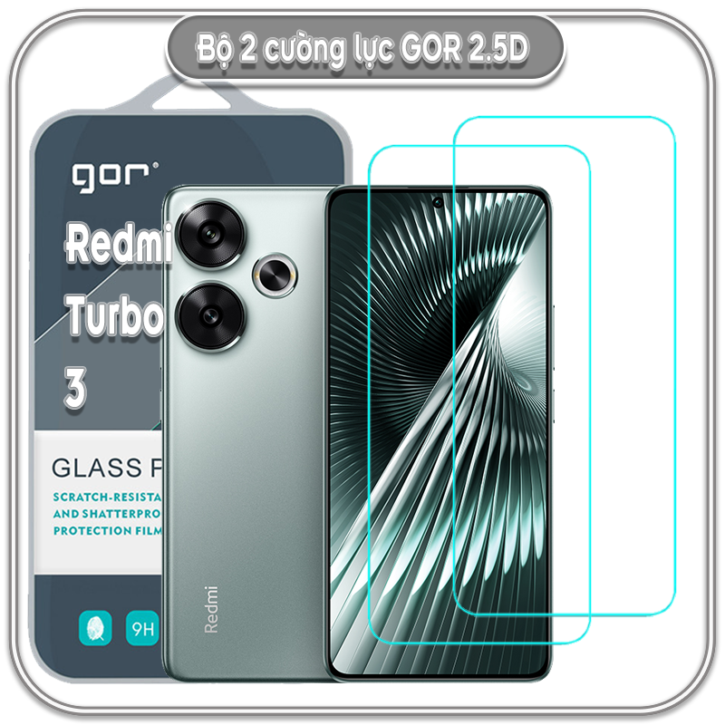 Cường lực Redmi Turbo 3, GOR trong 2.5D bộ 2 miếng