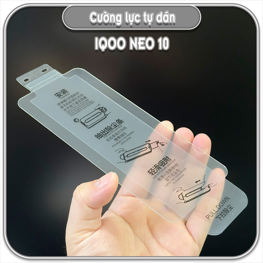 Cường lực trong cho IQOO Neo 10, không viền đen kèm khung tự dán
