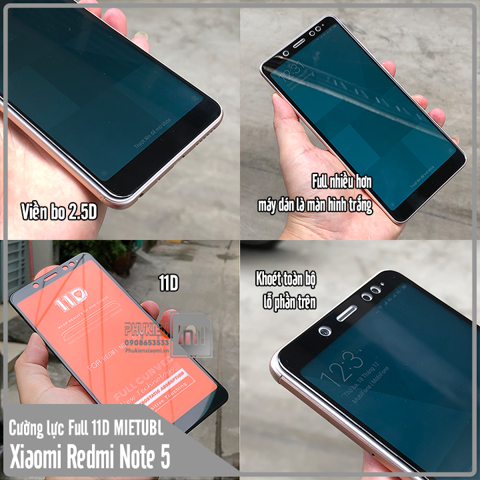 Kính cường lực 11D Xiaomi Redmi Note 5 Full viền Đen MIETUBL