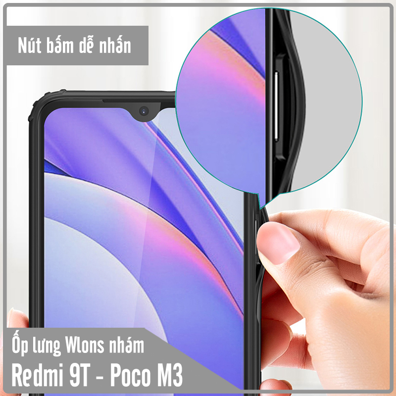 Ốp lưng cho Xiaomi Redmi 9T - Poco M3 nhám viền màu WLONS