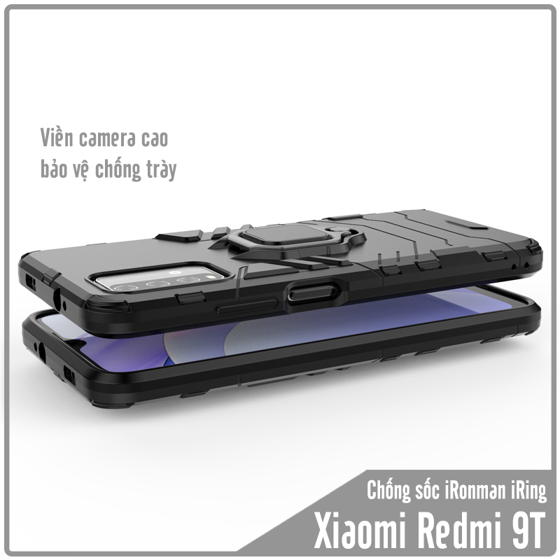 Ốp lưng cho Xiaomi Redmi 9T iRON MAN IRING Nhựa PC cứng viền dẻo chống sốc