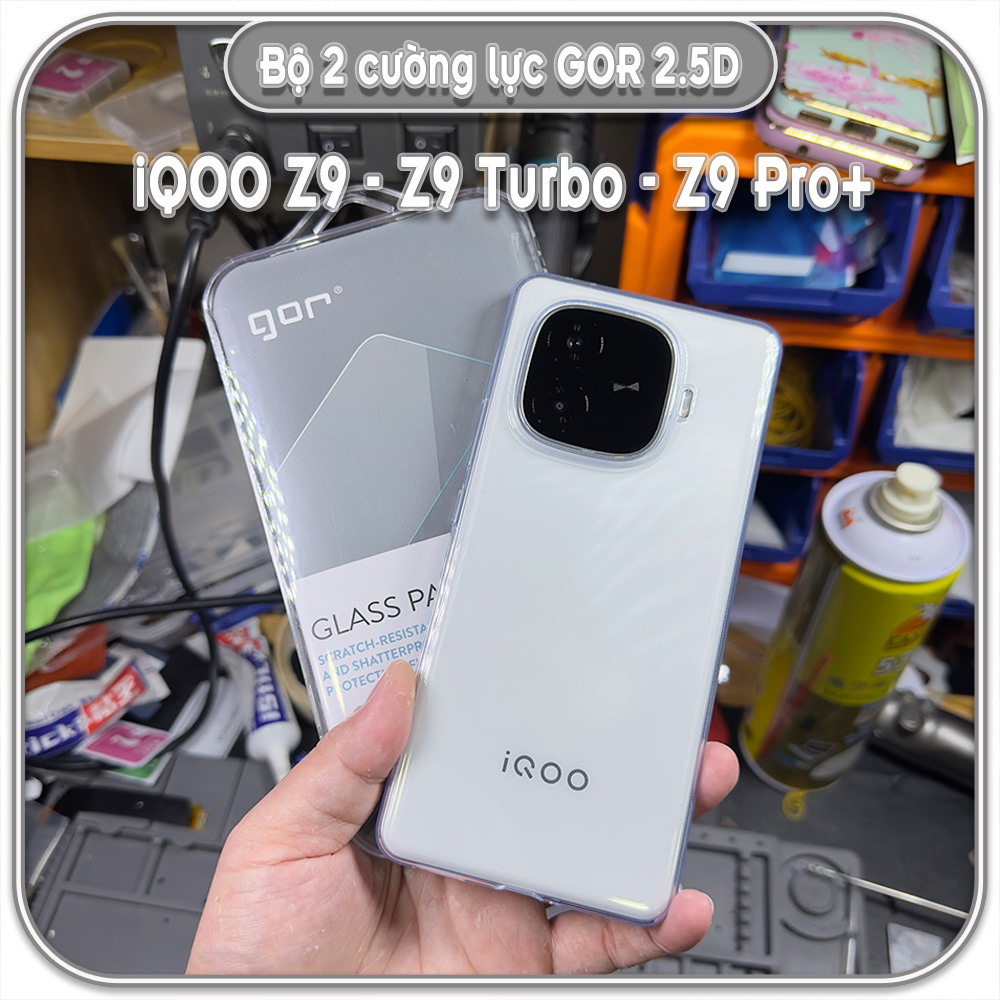 Dán cường lực iQOO Z9 - Z9 Turbo - Plus, GOR trong 2.5D bộ 2 miếng