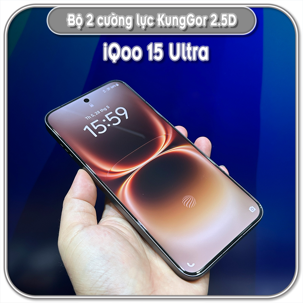 Cường lực KungGor cho iQoo 15 Ultra, trong không viền đen bộ 2 miếng