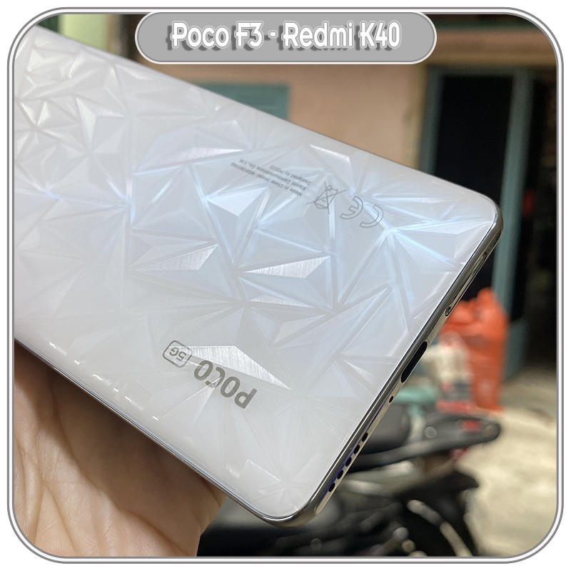 Miếng dán PPF mặt lưng 3D vân kim cương cho Poco F3 - Redmi K40