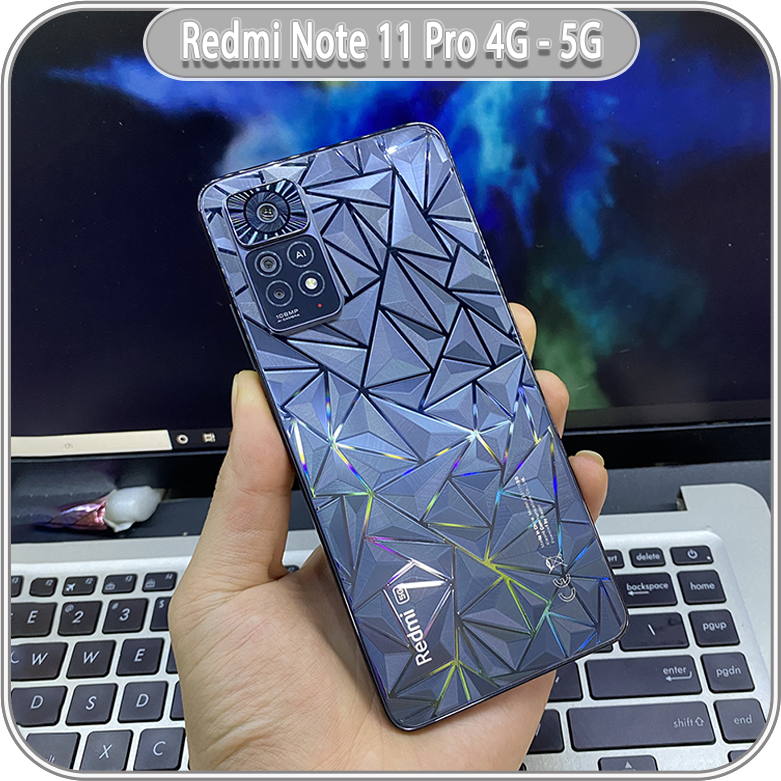 Miếng dán PPF mặt lưng 3D vân kim cương cho Redmi Note 11 Pro 4G - 5G