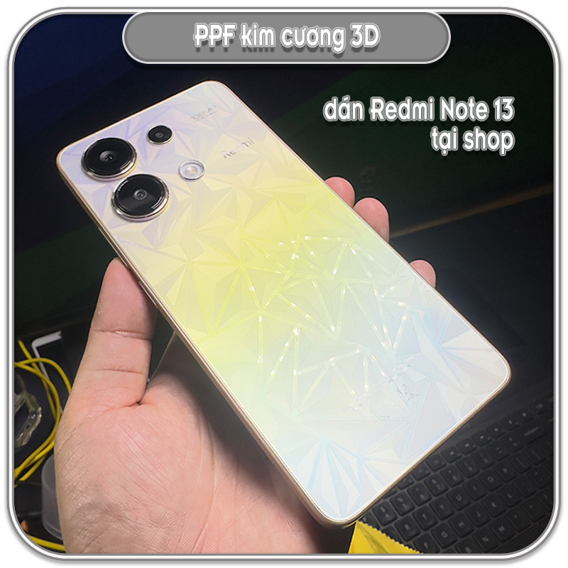 Dán kim cương 3D Redmi Note 13 Series, bảo vệ mặt lưng
