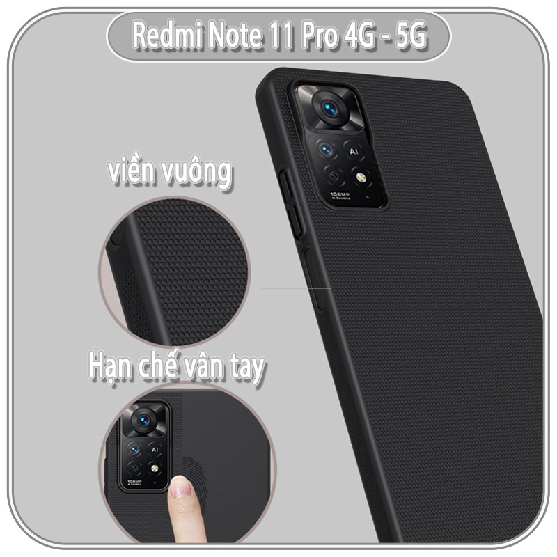 Ốp lưng cho Redmi Note 11 Pro - Note 12 Pro 4G Frosted Shield nhựa PC cứng Nillkin , Vân nhám , chống vân tay