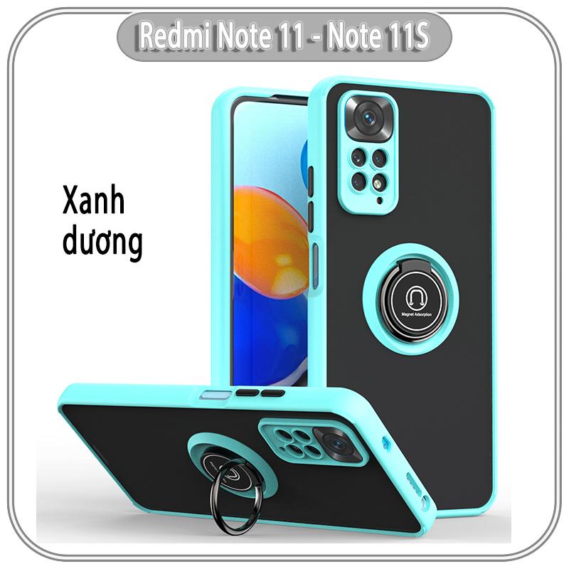 Ốp lưng cho Xiaomi Redmi Note 11 - 11S 4G nhám iRing che camera viền màu