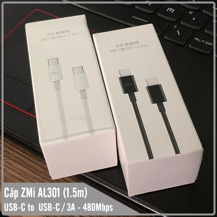 Cáp ZMI Type-C 2 đầu USB-C dài 1m5 - AL301, USB-C to USB-C / 3A - 480 Mbps