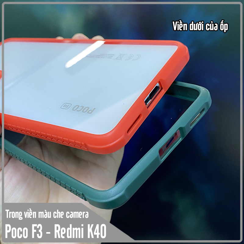 Ốp lưng Xiaomi Poco F3 - Redmi K40 trong viền màu che camera 4 Góc chống sốc