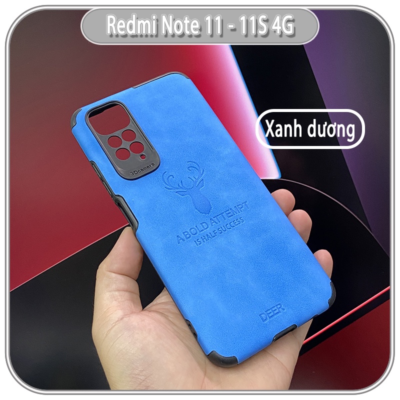 Ốp lưng cho Xiaomi Redmi Note 11 - 11S 4G bản quốc tế da hươu 4 góc chống sốc