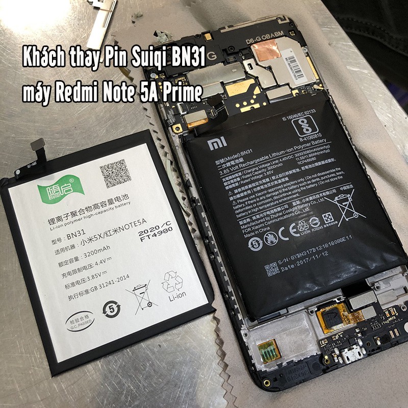 Pin Suiqi Li-ion thay thế cho Xiaomi Redmi Note 9S BN55 5200mAh