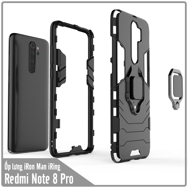 Ốp lưng cho Xiaomi Redmi Note 8 Pro iRON - MAN IRING Nhựa PC cứng viền dẻo chống sốc