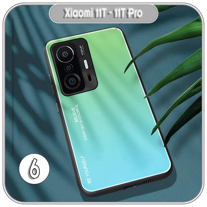 Ốp lưng cho Xiaomi 11T - 11T Pro gương cứng 2 màu Gradient Ver 2 , viền TPU dẻo đen