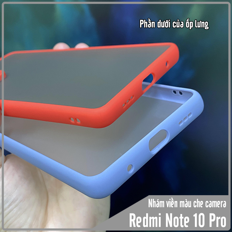 Ốp lưng cho Xiaomi Redmi Note 10 Pro nhám viền màu che camera