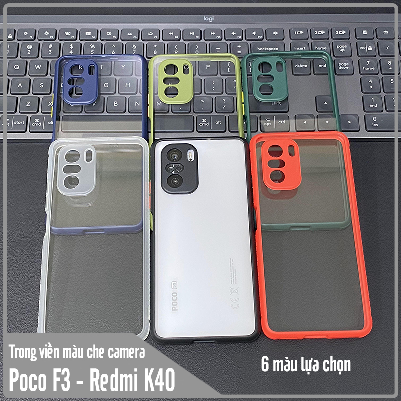 Ốp lưng Xiaomi Poco F3 - Redmi K40 trong viền màu che camera 4 Góc chống sốc