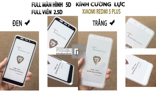 Kính cường lực 9H dành cho máy Xiaomi Redmi 5 Plus - Full viền