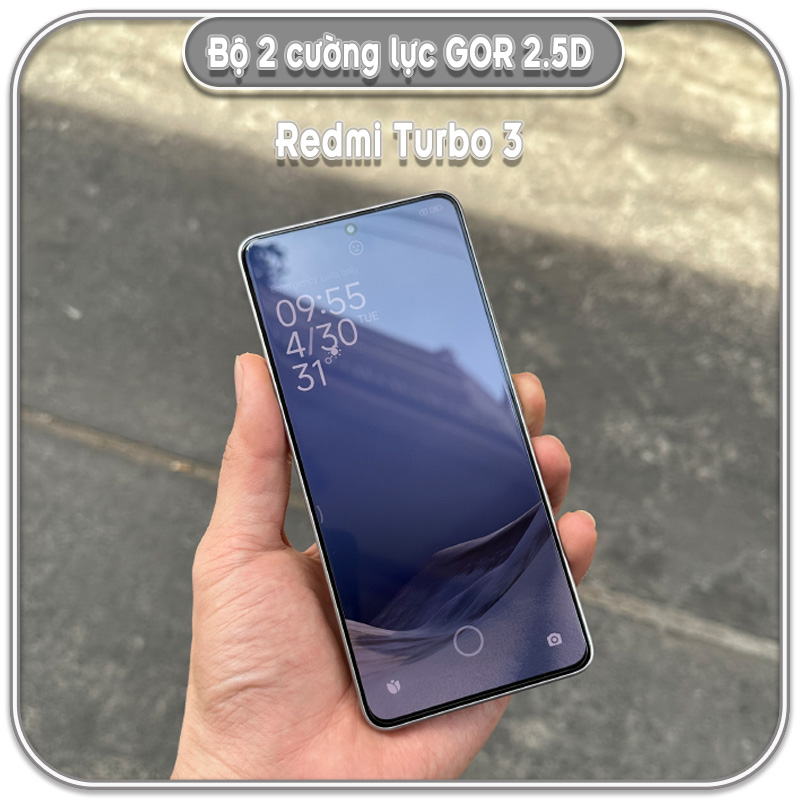 Cường lực Redmi Turbo 3, GOR trong 2.5D bộ 2 miếng