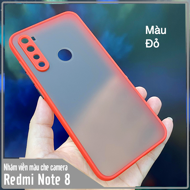 Ốp lưng cho Xiaomi Redmi Note 8 trong nhám viền màu che camera