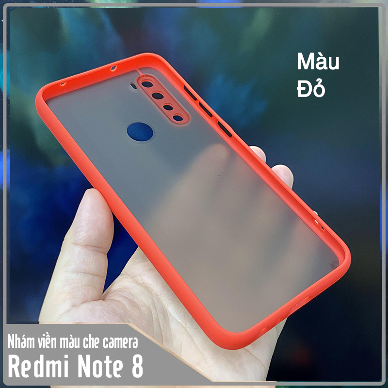 Ốp lưng cho Xiaomi Redmi Note 8 trong nhám viền màu che camera