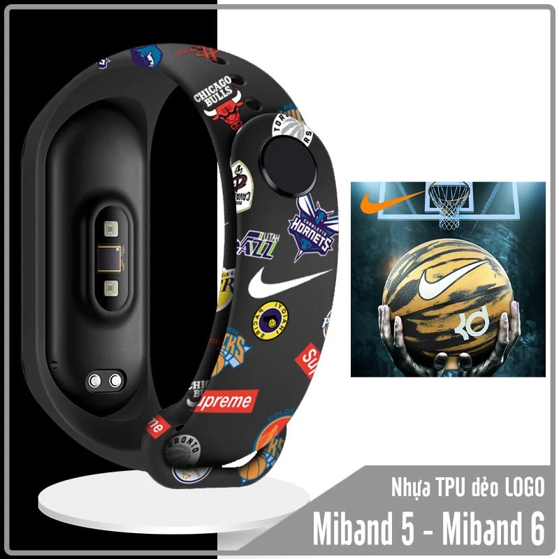 Dây cao su cho Xiaomi Miband 5 - Miband 6 Logo thể thao
