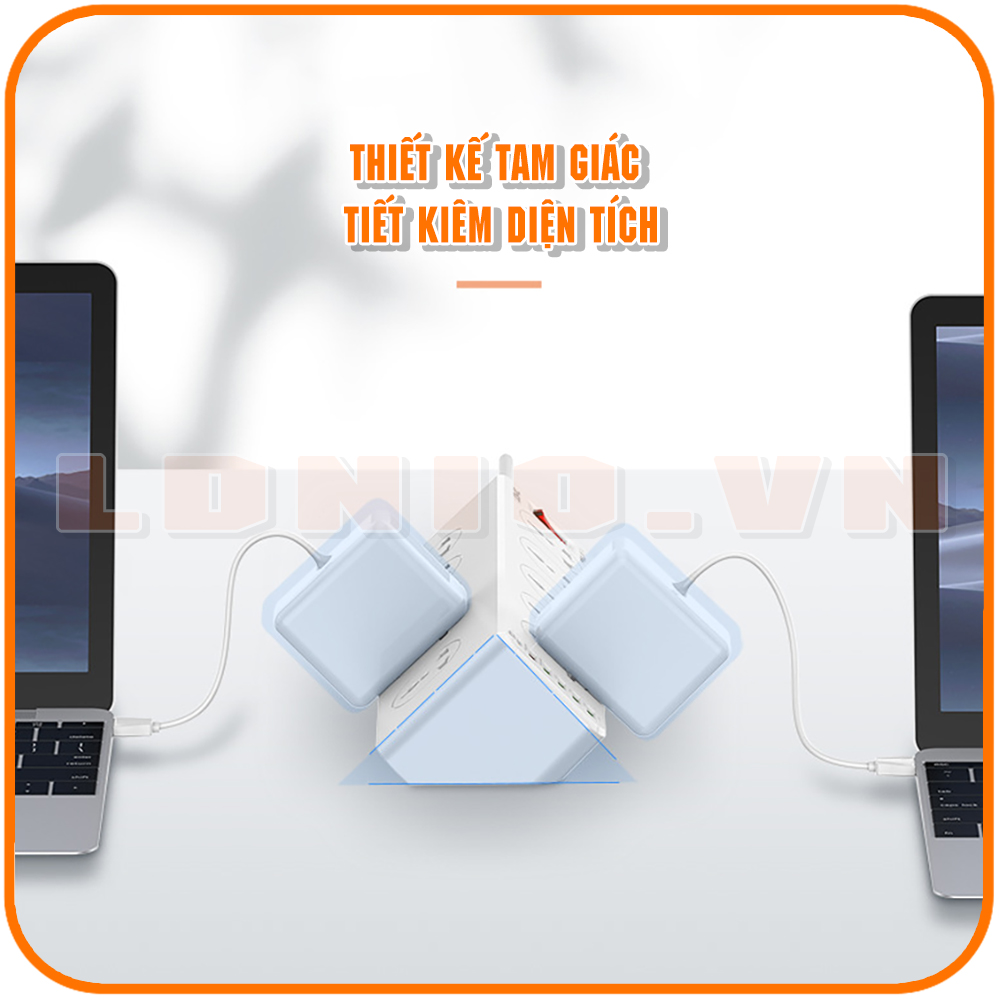 Ổ cắm điện LDNIO SC10610 100-250V, 10 lỗ cắm (2500W) + 5 USB-A & 1 USB-C (30W), sạc nhanh PD & QC 3.0, dây dài 200CM, đầu ghim EU 2 chấu tròn - Hàng nhập khẩu