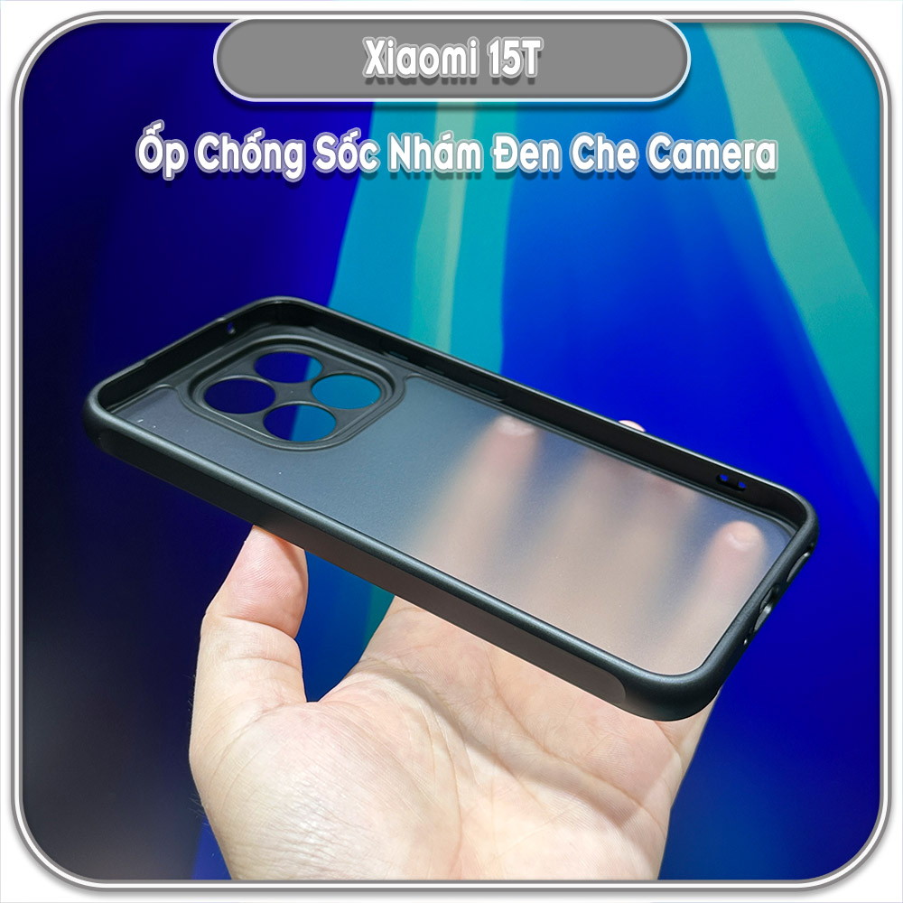 Ốp lưng chống sốc nhám đen che camera cho Xiaomi 15T